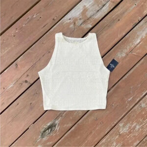 New Hollister Y2K Creme Lace Semi Sheer Crop Top